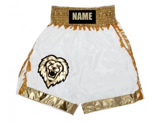 Custom Satin Boxing Shorts : KNBXCUST-2046 White